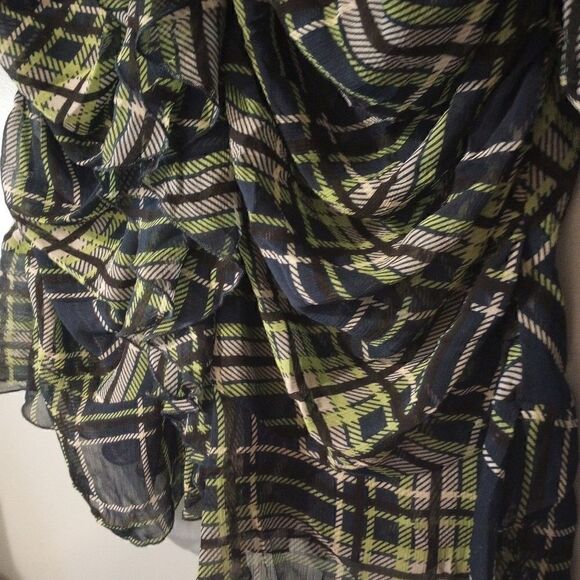 Sheer plaid shirt sleeve blouse with ruffle detailing - Picture 4 of 12